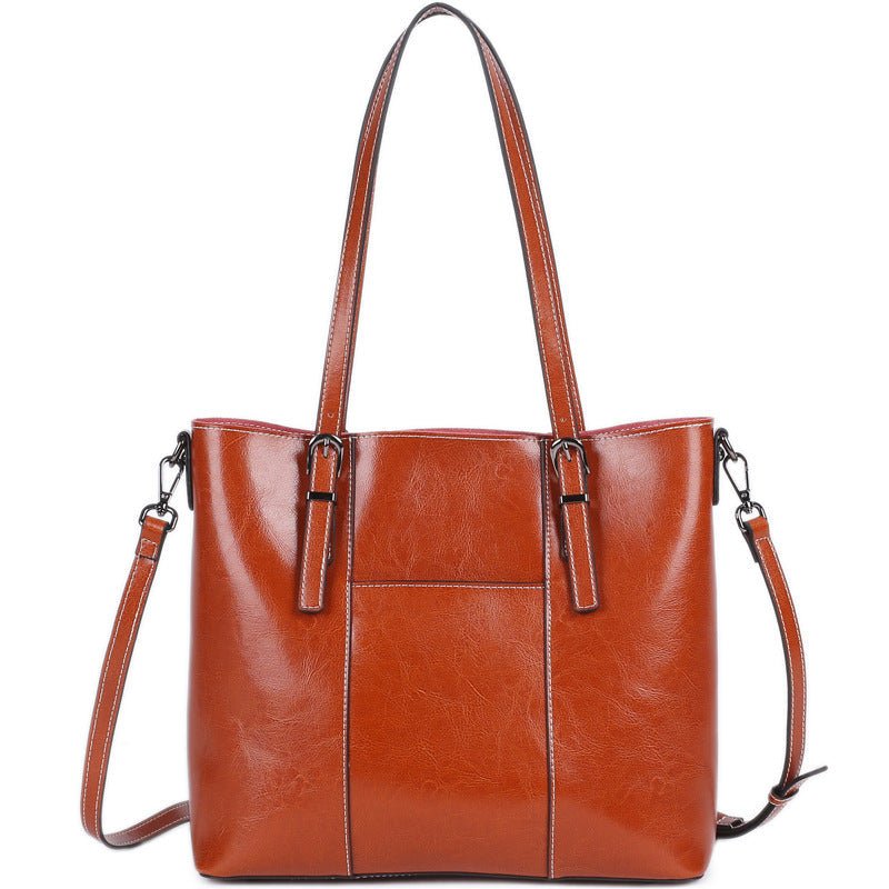 Big Bag Genuine Leather Capacity Cowhide Messenger Bag Female Hand-held Tote | Luxury Home Accessories | Heulog Glow