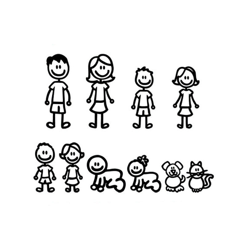 Big Family Cartoon Car Stickers Funny | Luxury Home Accessories | Heulog Glow