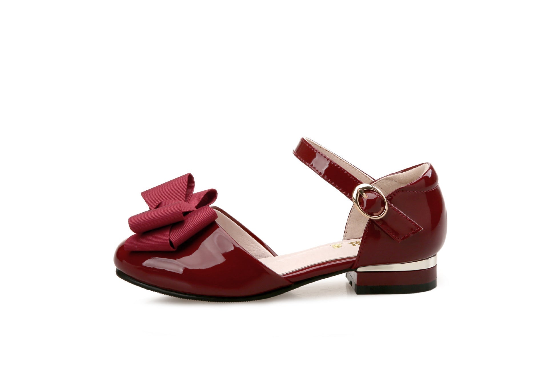 Big Kids' Hollow Velcro Patent Leather Shoes With Bow | Luxury Home Accessories | Heulog Glow