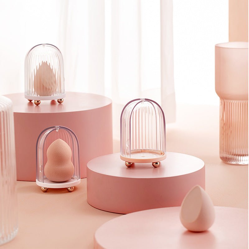 Birdcage Cosmetic Storage Box Beauty Egg Transparent Dustproof Makeup Sponge Organizer Minimalist Creative Home Office | Luxury Home Accessories | Heulog Glow