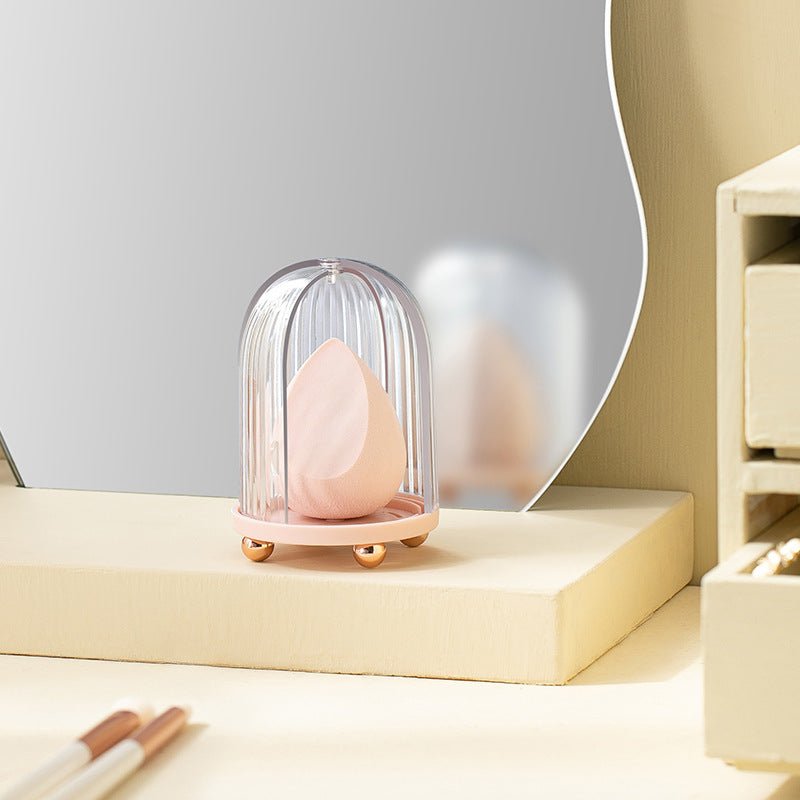 Birdcage Cosmetic Storage Box Beauty Egg Transparent Dustproof Makeup Sponge Organizer Minimalist Creative Home Office | Luxury Home Accessories | Heulog Glow