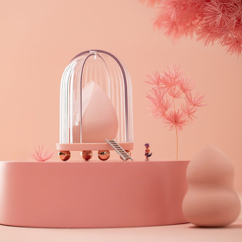 Birdcage Cosmetic Storage Box Beauty Egg Transparent Dustproof Makeup Sponge Organizer Minimalist Creative Home Office | Luxury Home Accessories | Heulog Glow