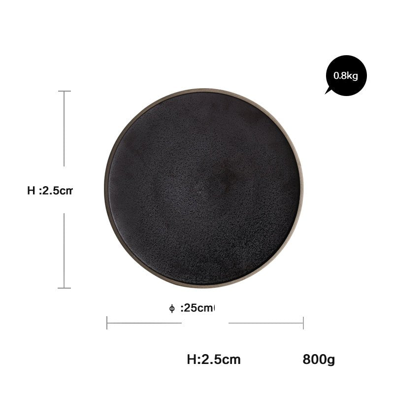 Black crystal large plate ceramic plate home dessert plate round flat plate | Luxury Home Accessories | Heulog Glow