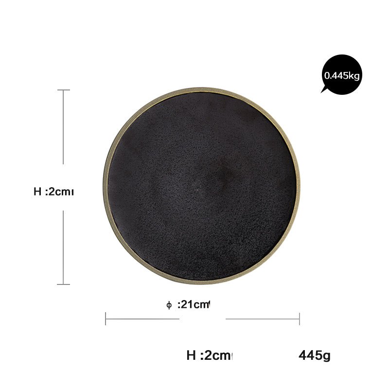 Black crystal large plate ceramic plate home dessert plate round flat plate | Luxury Home Accessories | Heulog Glow