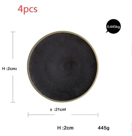 Black crystal large plate ceramic plate home dessert plate round flat plate | Luxury Home Accessories | Heulog Glow