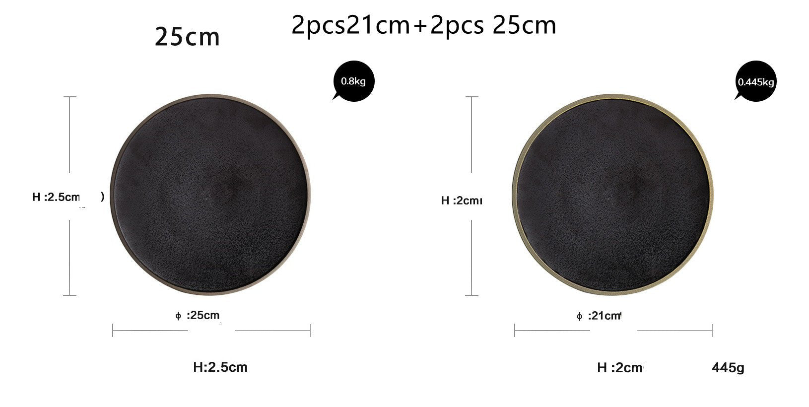 Black crystal large plate ceramic plate home dessert plate round flat plate | Luxury Home Accessories | Heulog Glow