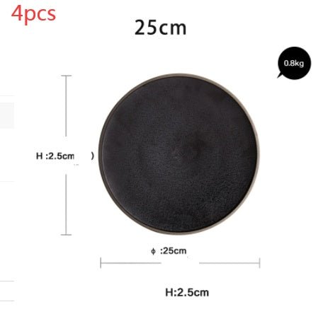 Black crystal large plate ceramic plate home dessert plate round flat plate | Luxury Home Accessories | Heulog Glow