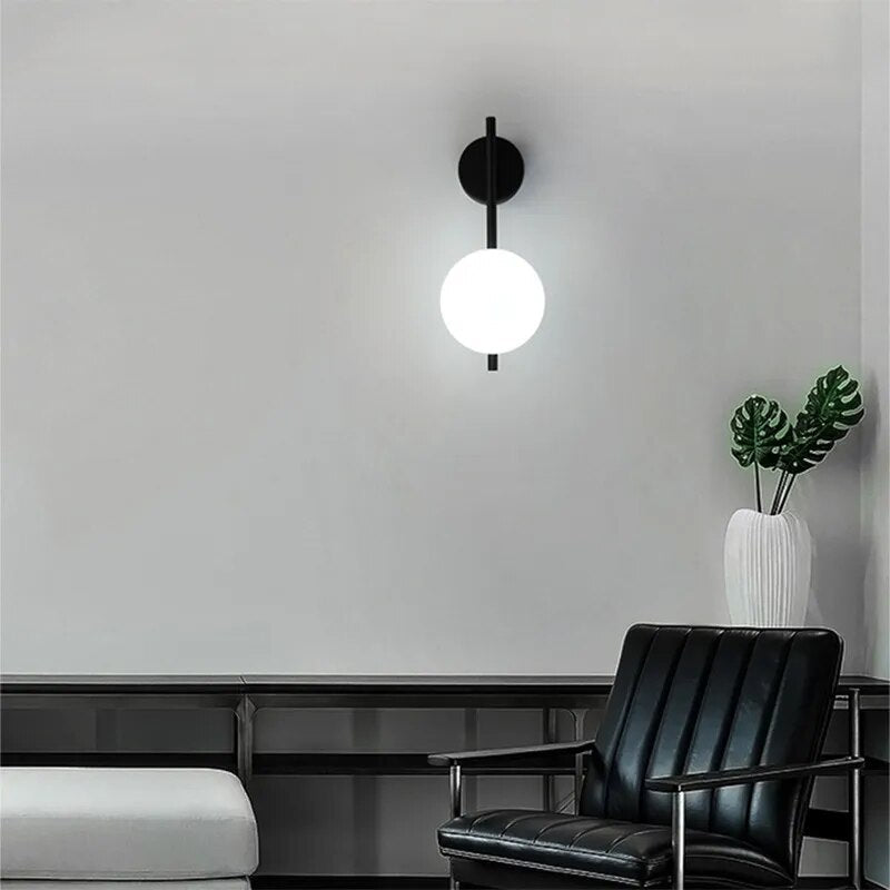 Black Globe Wall Lamp - Modern Minimalist Glass Shade Light | Luxury Home Accessories | Heulog Glow