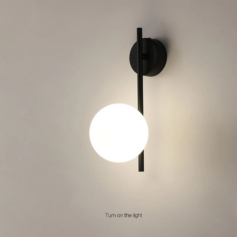 Black Globe Wall Lamp - Modern Minimalist Glass Shade Light | Luxury Home Accessories | Heulog Glow