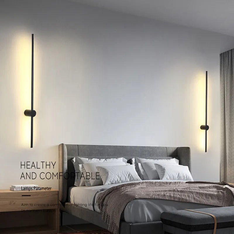 Black LED Wall Light - Warm Modern Bedroom Lounge Lamp Easy Install | Luxury Home Accessories | Heulog Glow