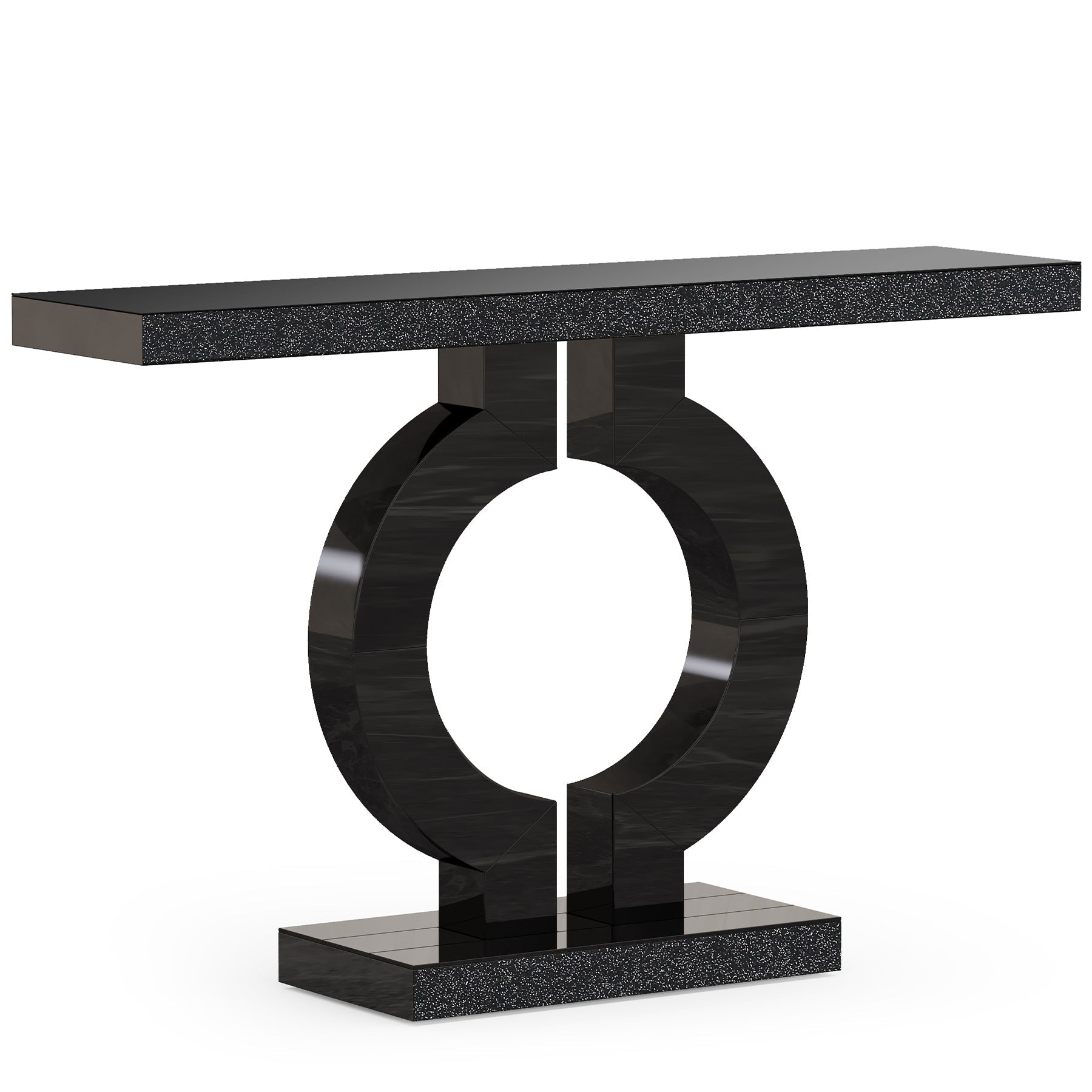 Black Marble-Effect Modern Console Table - Sculptural Entryway & Sofa Table | Luxury Home Accessories | Heulog Glow