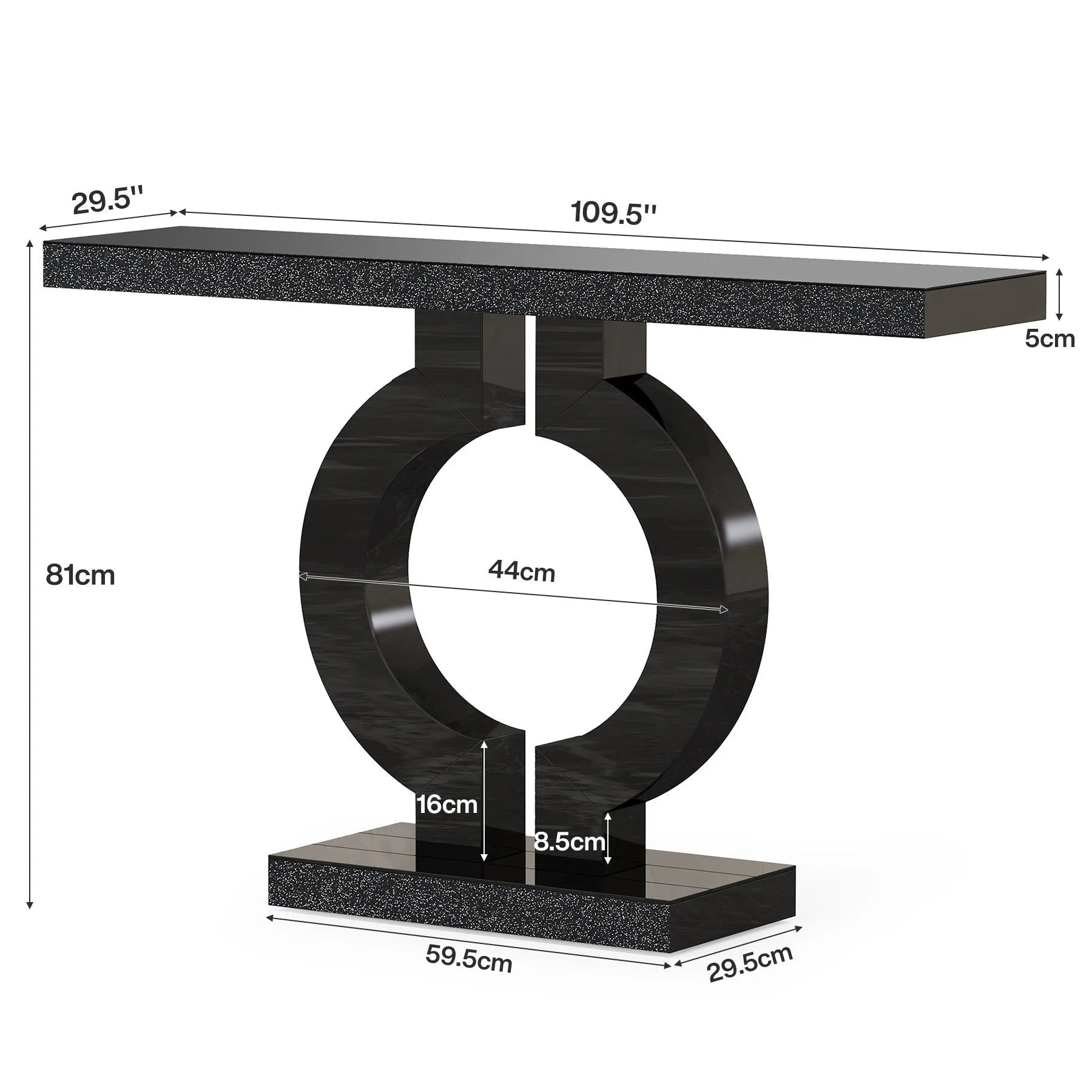 Black Marble-Effect Modern Console Table - Sculptural Entryway & Sofa Table | Luxury Home Accessories | Heulog Glow