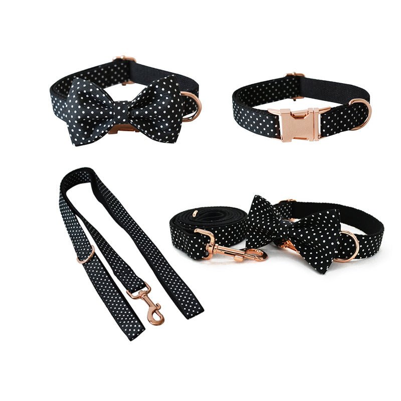 Black Polka Dot Collar Dog Leash Pet Neck Collar | Luxury Home Accessories | Heulog Glow