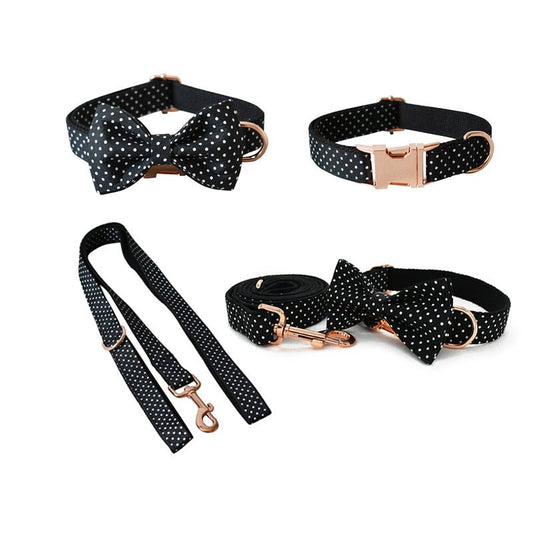 Black Polka Dot Collar Dog Leash Pet Neck Collar | Luxury Home Accessories | Heulog Glow