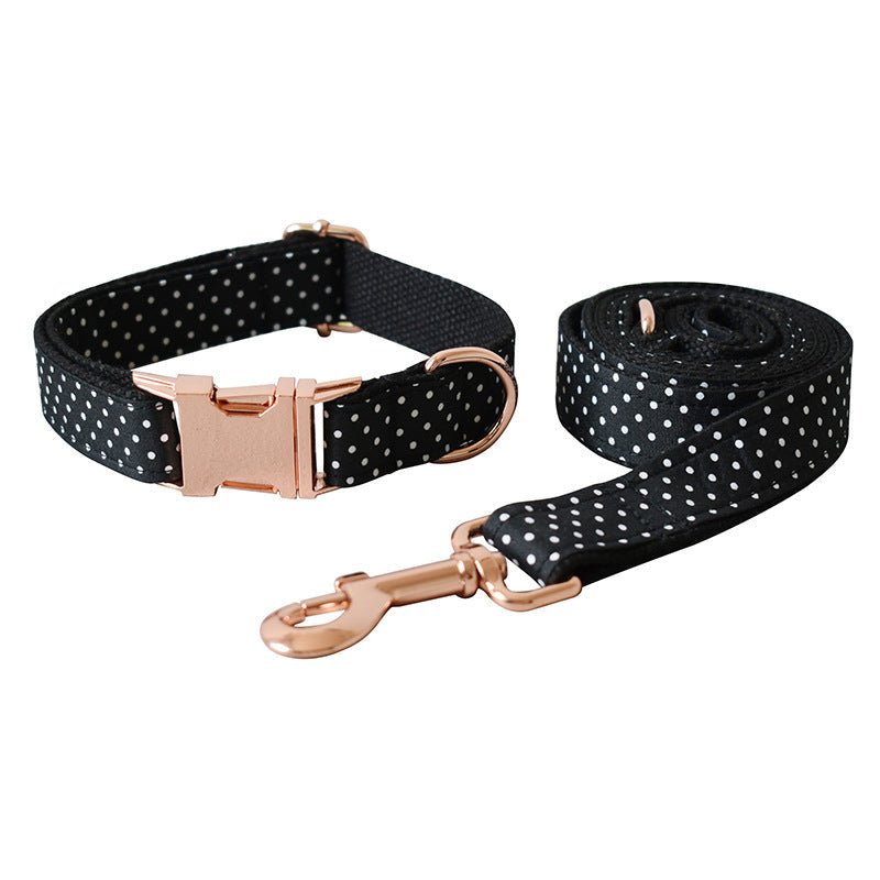 Black Polka Dot Collar Dog Leash Pet Neck Collar | Luxury Home Accessories | Heulog Glow