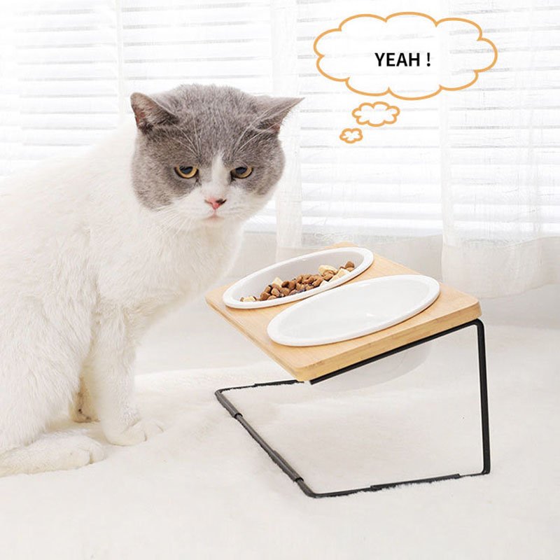 Black-proof Chin And Neck Protection Ceramic Cat Bowl | Luxury Home Accessories | Heulog Glow