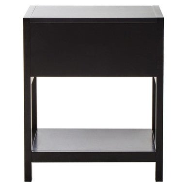 Black Wooden Bedside Table with Natural Rattan 1 Drawer | Sherman | Luxury Home Accessories | Heulog Glow