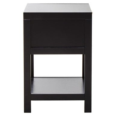 Black Wooden Bedside Table with Natural Rattan 1 Drawer | Sherman | Luxury Home Accessories | Heulog Glow