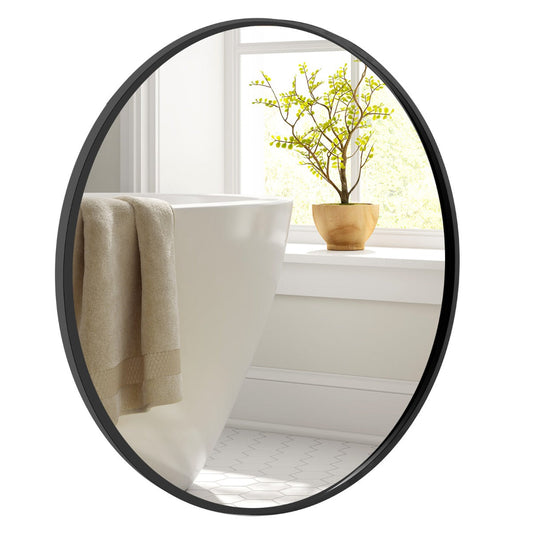 Black Rectangle Mirror Wall Mounted Matte Metal Framed Mirror