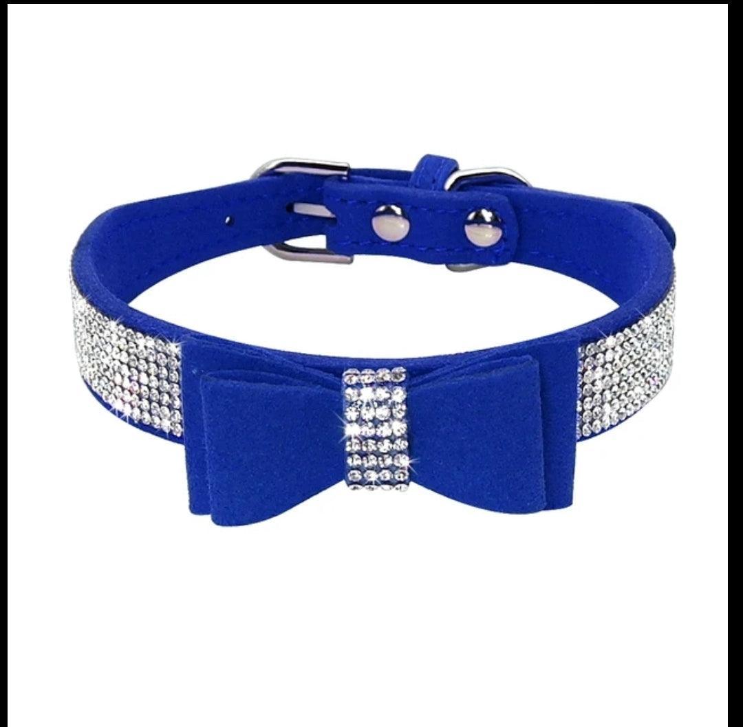 Bling Rhinestone Suede Leather Bowknot Dog Collar - CLEARANCE | Luxury Home Accessories | Heulog Glow