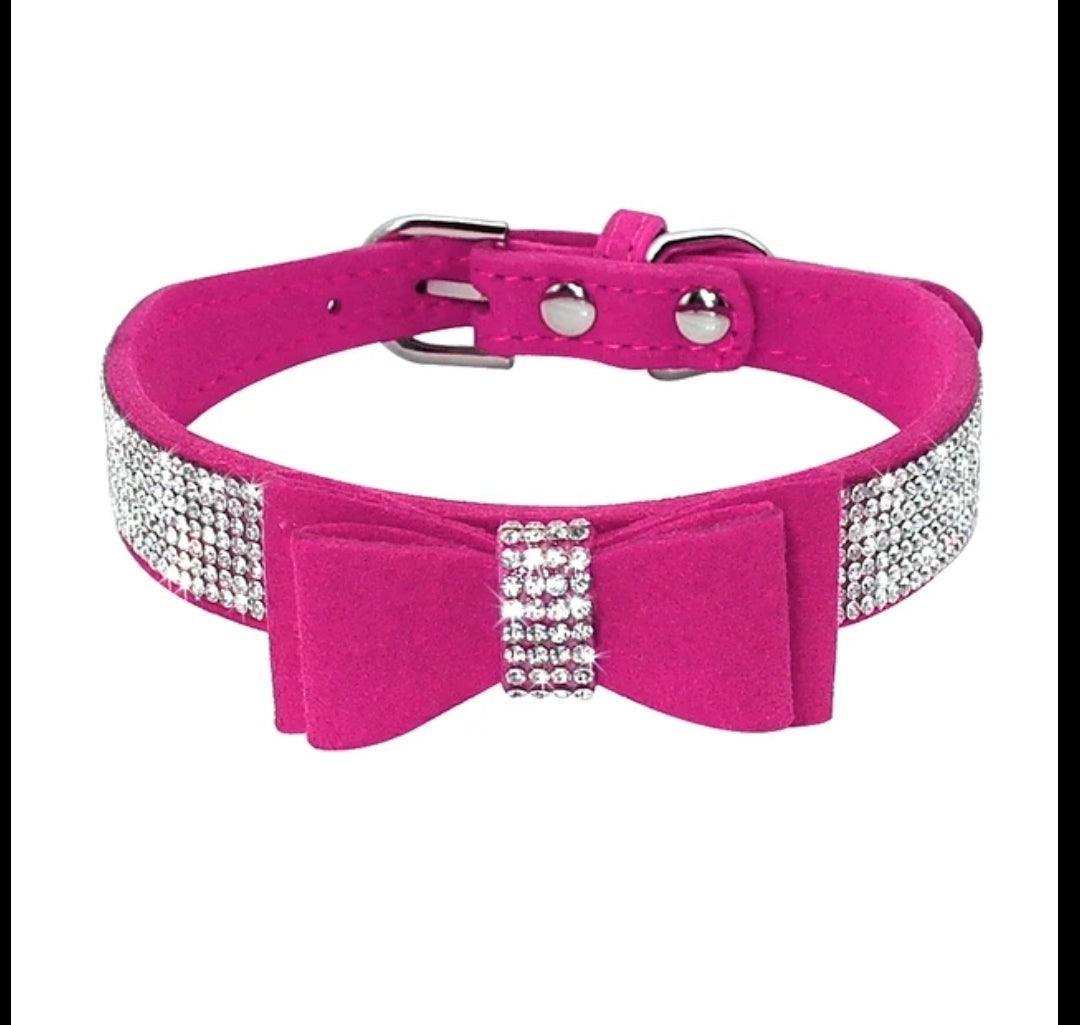 Bling Rhinestone Suede Leather Bowknot Dog Collar - CLEARANCE | Luxury Home Accessories | Heulog Glow