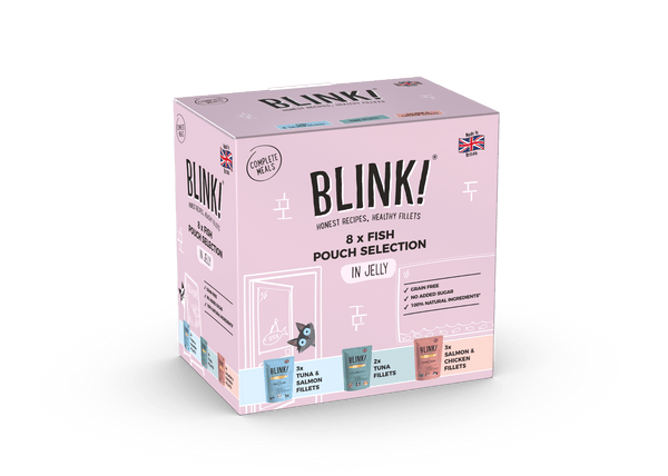 Blink! Wet Cat Food Fish Select in Jelly Multi 8x85g | Luxury Home Accessories | Heulog Glow