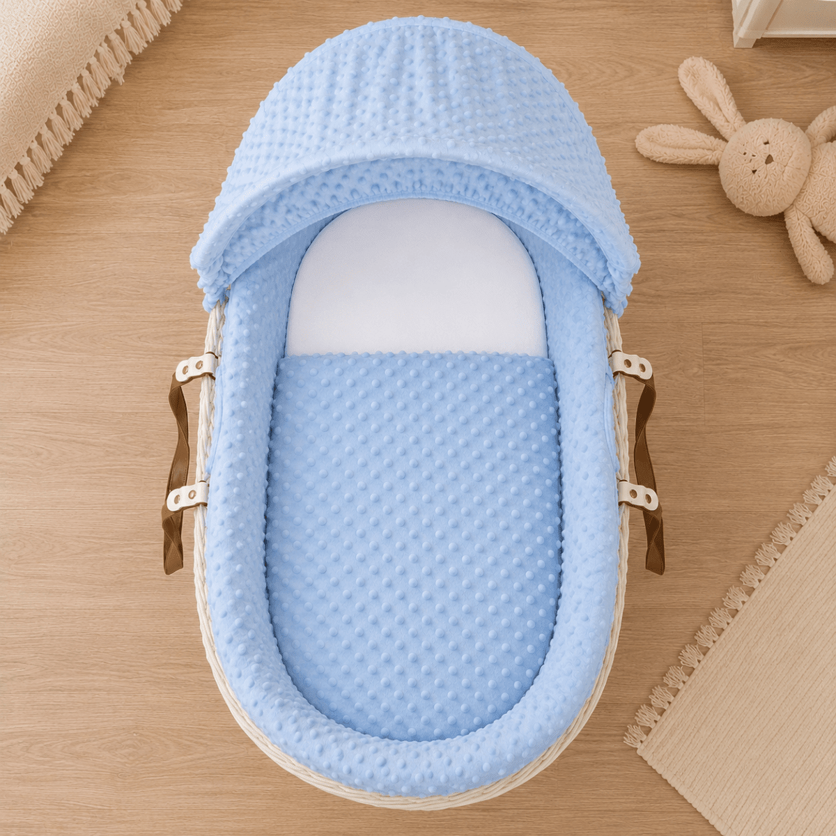 Blue Dimple Moses Basket Bedding Set (Basket Not Included!) | Luxury Home Accessories | Heulog Glow