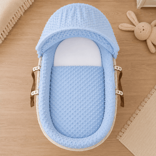 Blue Dimple Moses Basket Bedding Set (Basket Not Included!) | Luxury Home Accessories | Heulog Glow
