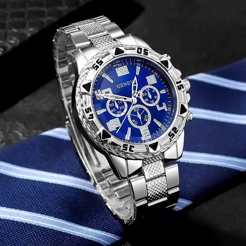 Blue Light Glass Men's Business Steel Belt Quartz Watch | Luxury Home Accessories | Heulog Glow