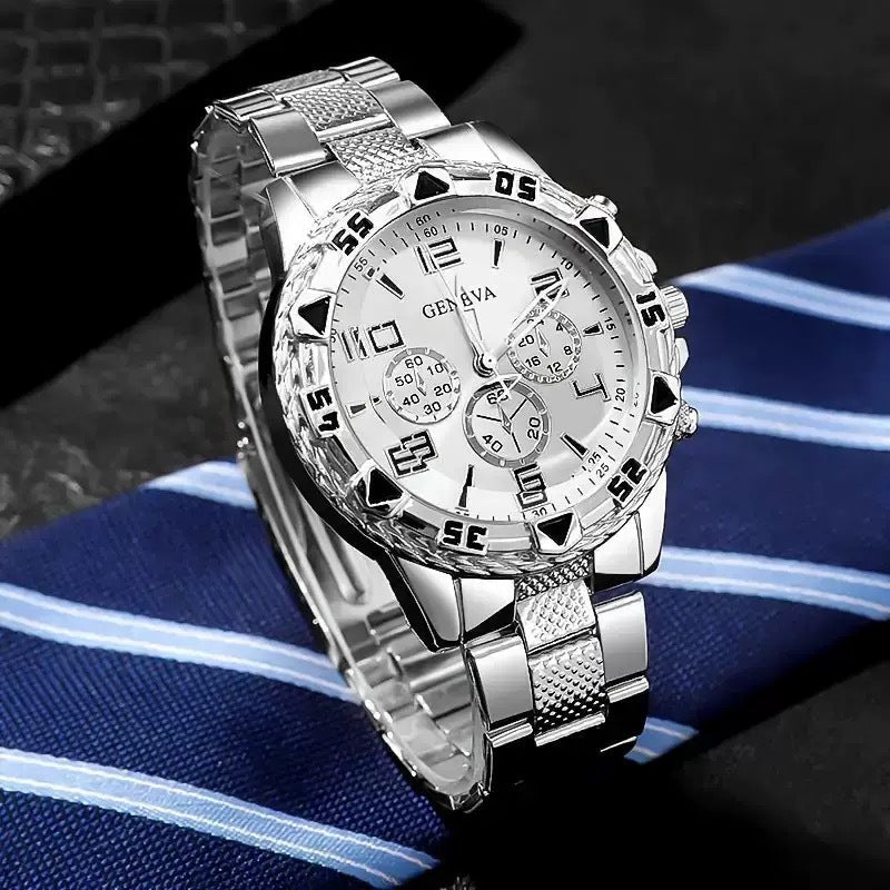 Blue Light Glass Men's Business Steel Belt Quartz Watch | Luxury Home Accessories | Heulog Glow