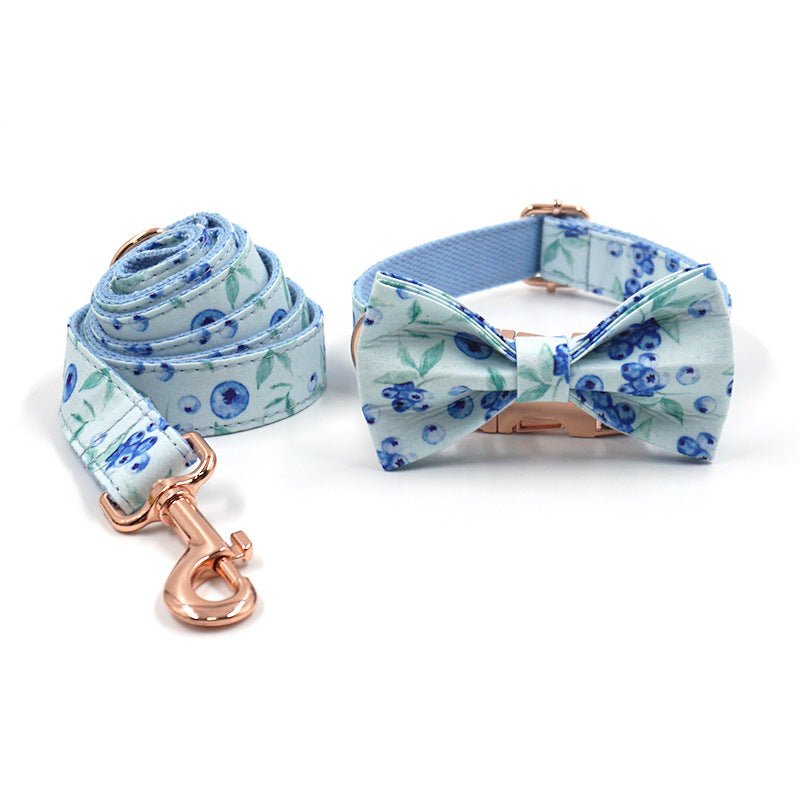 Blueberry Pet Collar Leash Bow Rose Gold Buckle Dog Collar | Luxury Home Accessories | Heulog Glow