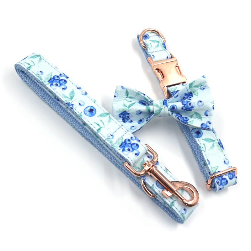 Blueberry Pet Collar Leash Bow Rose Gold Buckle Dog Collar | Luxury Home Accessories | Heulog Glow