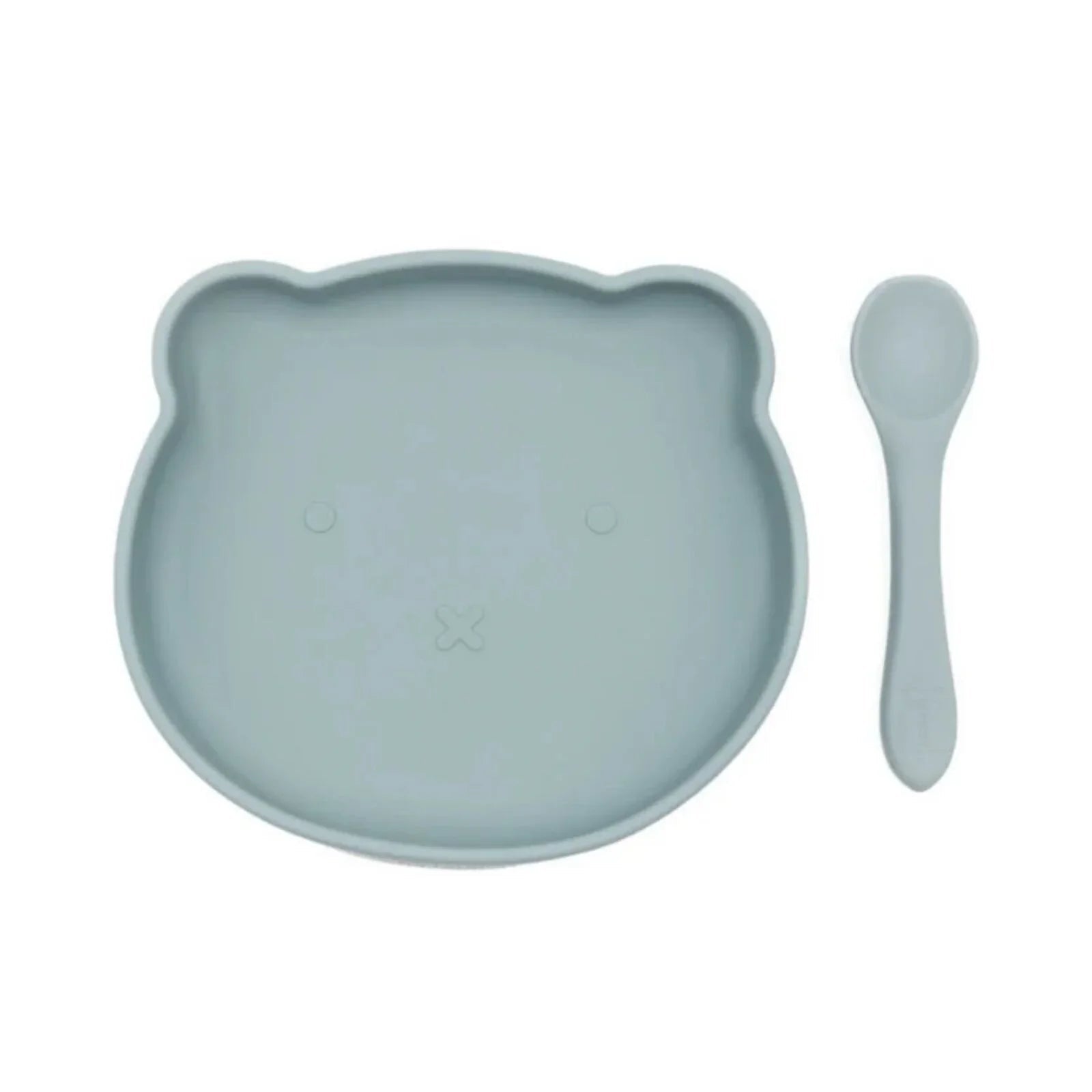 BLW Essentials Bear Plate and Spoon - Dusky Blue | Luxury Home Accessories | Heulog Glow