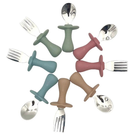 BLW Essentials Toddler Cutlery Set - Dusty Rose | Luxury Home Accessories | Heulog Glow