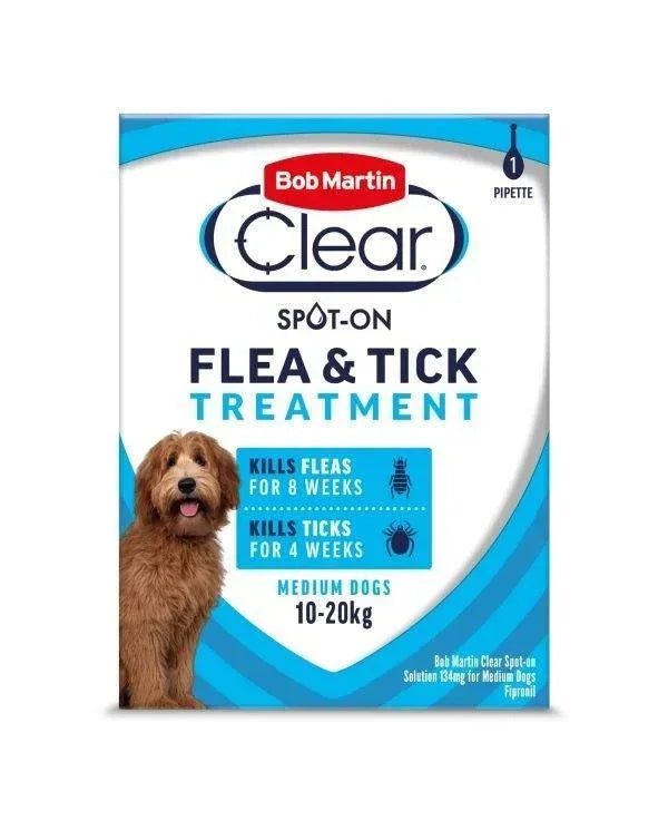 Bob Martin Clear Spot On Flea & Tick Treatment Medium Dog (10-20kg) 1 pipette | Luxury Home Accessories | Heulog Glow