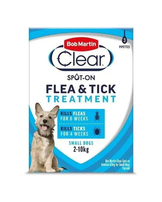Bob Martin Clear Spot On Flea & Tick Treatment Small Dog (2-10kg) 3 pipettes | Luxury Home Accessories | Heulog Glow