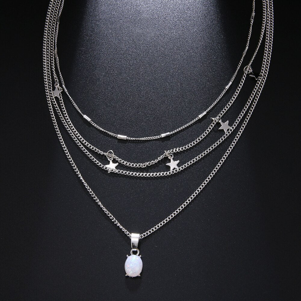 Bohemian Europe and the United States fashion new five-pointed star pendant multi-layer female necklace | Luxury Home Accessories | Heulog Glow