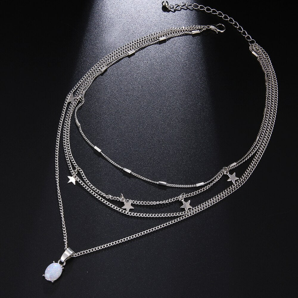 Bohemian Europe and the United States fashion new five-pointed star pendant multi-layer female necklace | Luxury Home Accessories | Heulog Glow