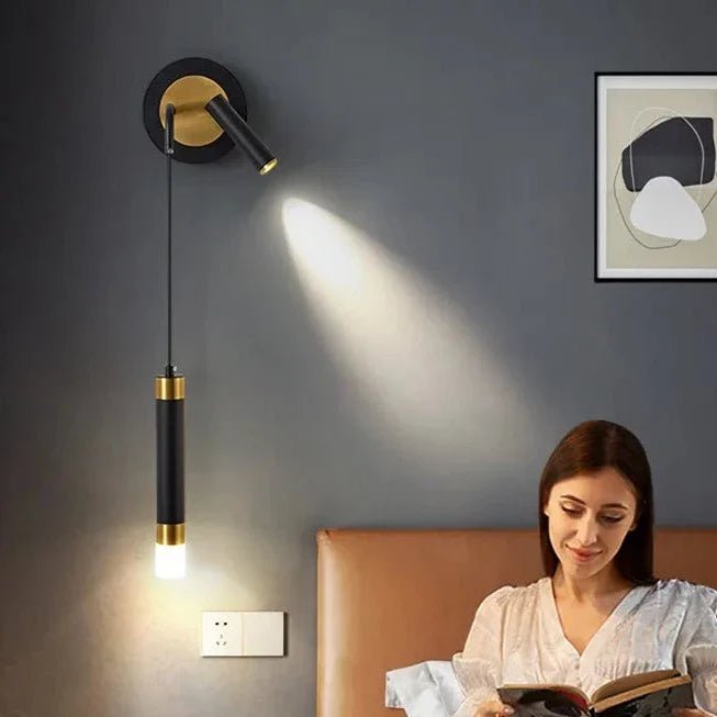 Bold Gold Wall Lamp with Reading Light - LED Warm White Lighting | Luxury Home Accessories | Heulog Glow