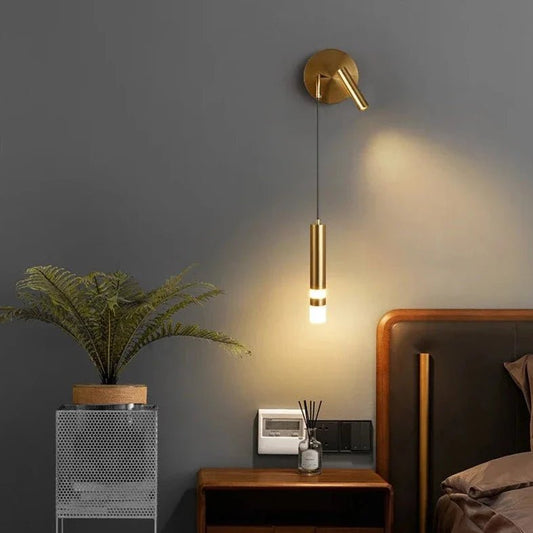 Bold Gold Wall Lamp with Reading Light - LED Warm White Lighting | Luxury Home Accessories | Heulog Glow