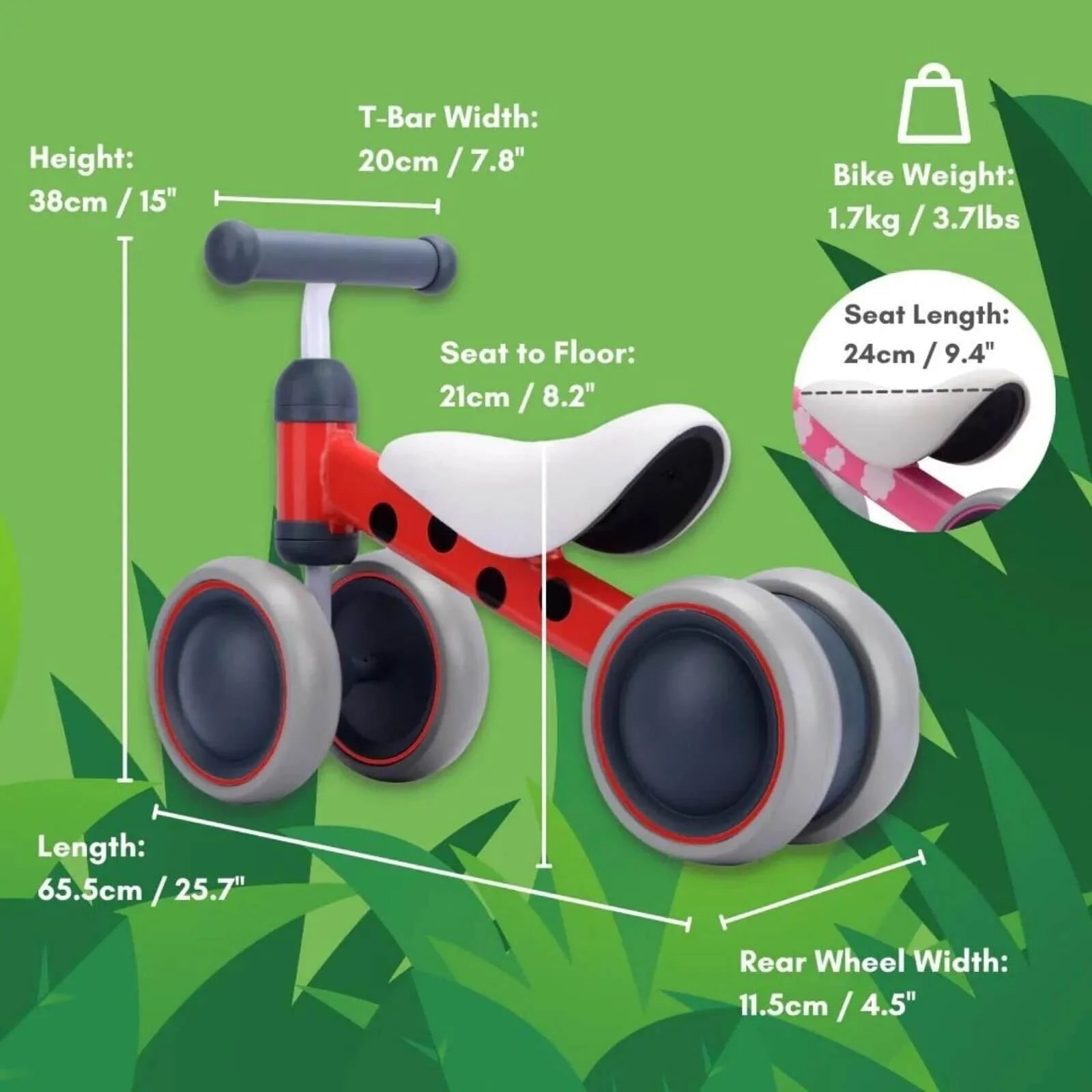 BOLDCUBE Baby Balance Bike - Red | Luxury Home Accessories | Heulog Glow