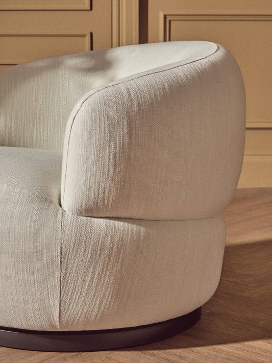 Bordo Textured Cream Curved Swivel Chair | Luxury Home Accessories | Heulog Glow