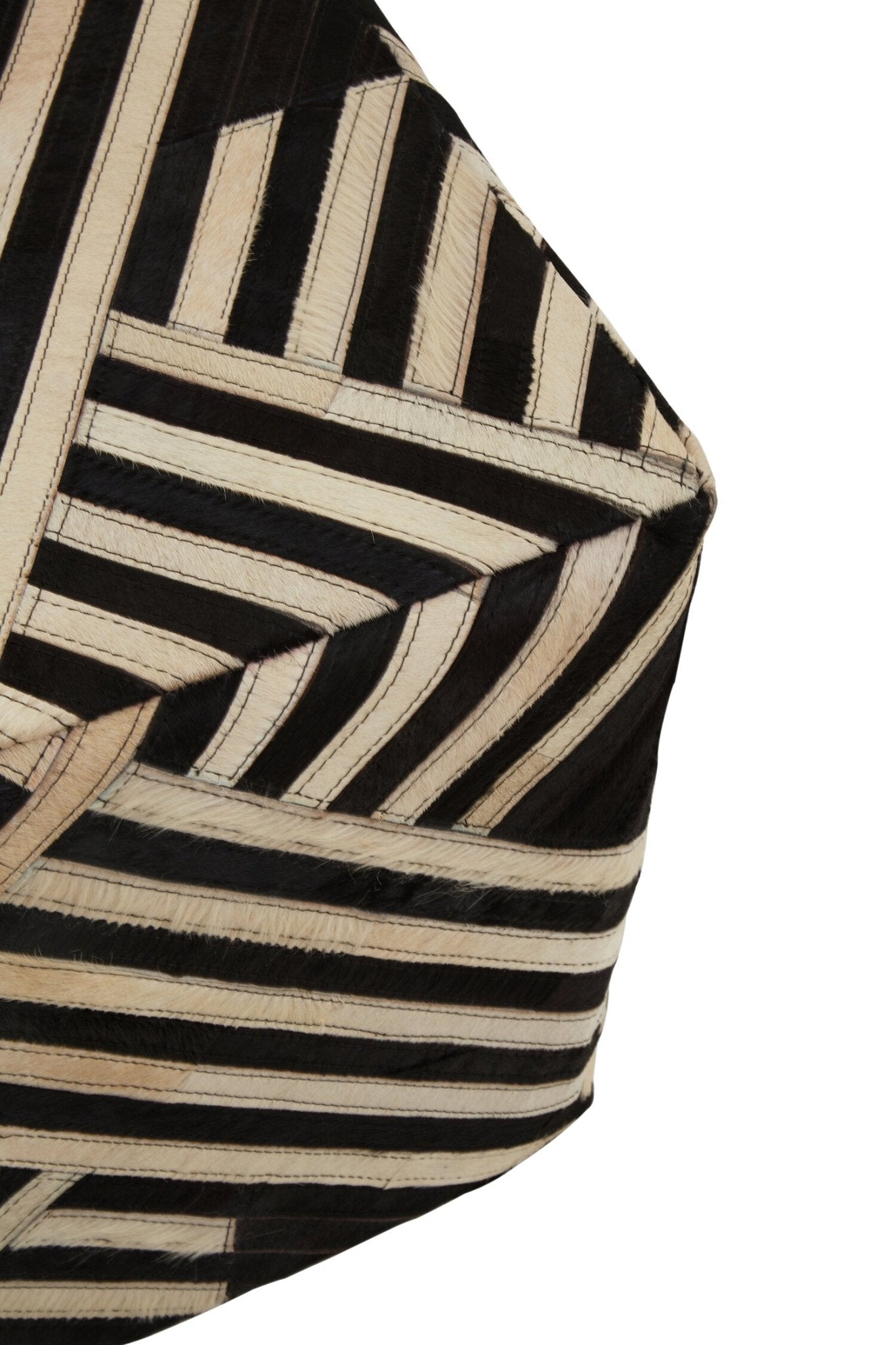 Bosie Safira Black And White Stripe Leather Pouffe | Luxury Home Accessories | Heulog Glow