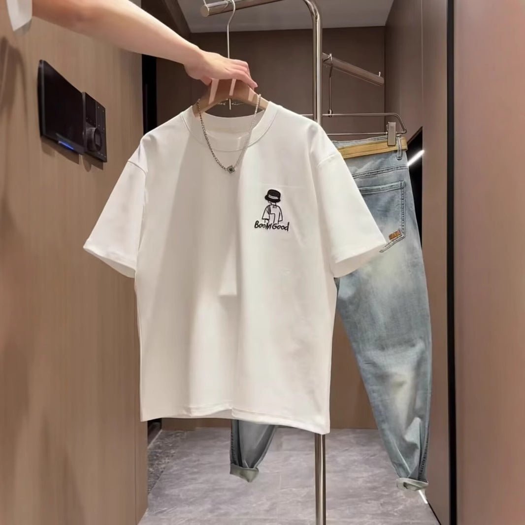 Brand Short Sleeve Ins 100 Cotton Coat Summer Men's Printed T-shirt Trendy Men And Women All-matching Crew Neck T-shirt Men | Luxury Home Accessories | Heulog Glow
