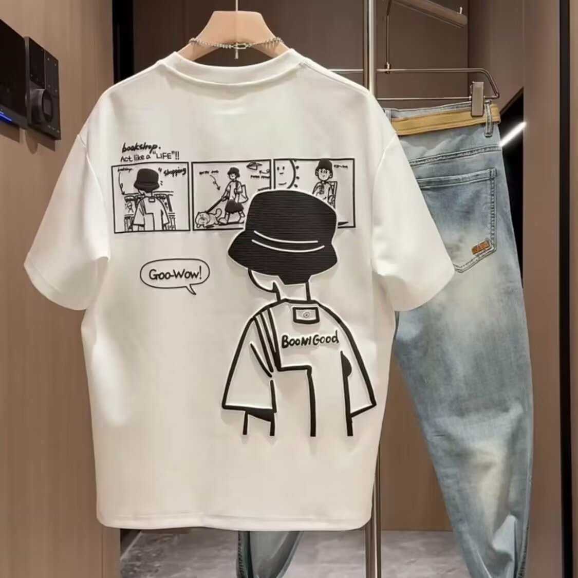 Brand Short Sleeve Ins 100 Cotton Coat Summer Men's Printed T-shirt Trendy Men And Women All-matching Crew Neck T-shirt Men | Luxury Home Accessories | Heulog Glow