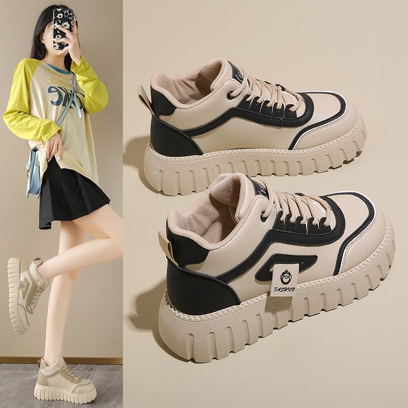 Breathable High-top White Shoes For Women Versatile Chunky-soled Athletic-casual Style | Luxury Home Accessories | Heulog Glow