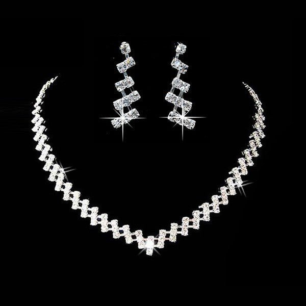 Bridal Jewelry two sets, bridal Rhinestone chain, Wedding Necklace, earring, Rhinestone Necklace, marriage two sets | Luxury Home Accessories | Heulog Glow