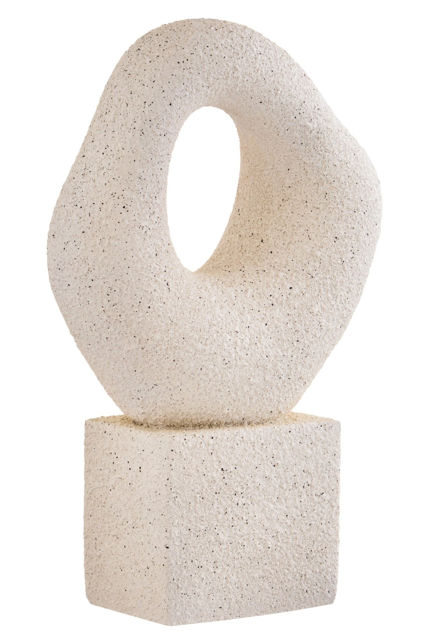 Broc Cream Textured Abstract Loop Sculpture On Pedestal | Luxury Home Accessories | Heulog Glow