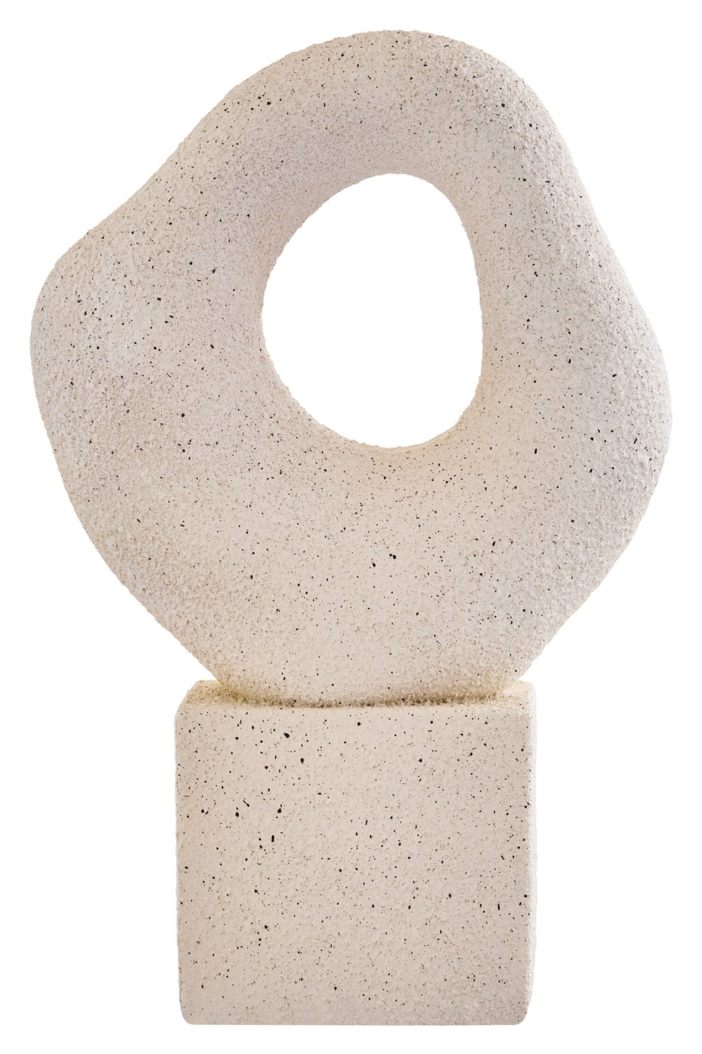 Broc Cream Textured Abstract Loop Sculpture On Pedestal | Luxury Home Accessories | Heulog Glow