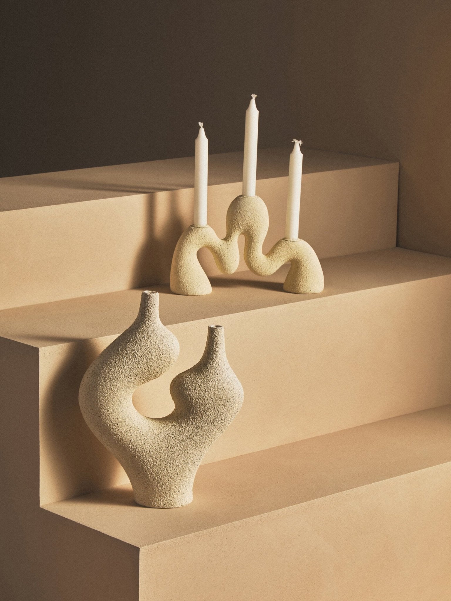 Broc Cream Textured Sculptural Vase | Luxury Home Accessories | Heulog Glow